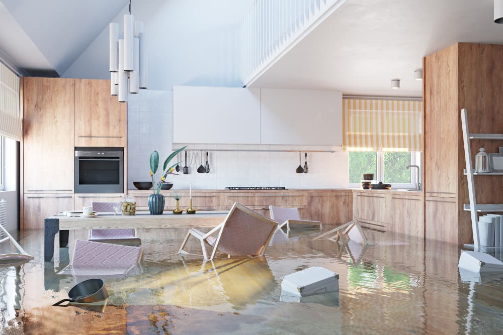 Customer in need of flood restoration services near Patton CA for kitchen.